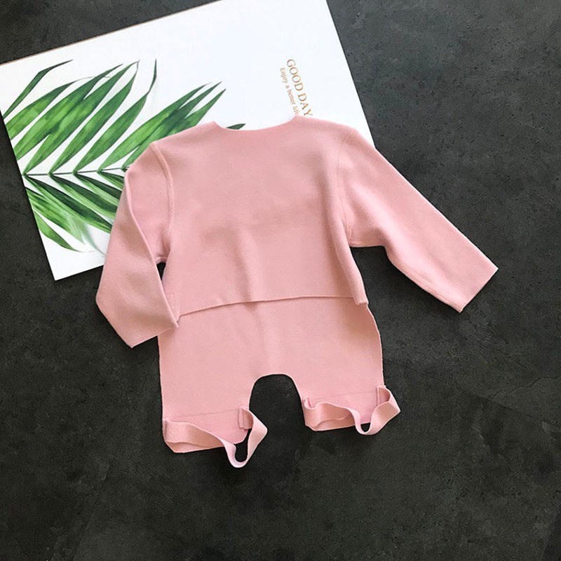 新生婴幼儿宝宝长袖肚兜德绒棉连腿护肚睡衣春秋冬无痕加厚连体