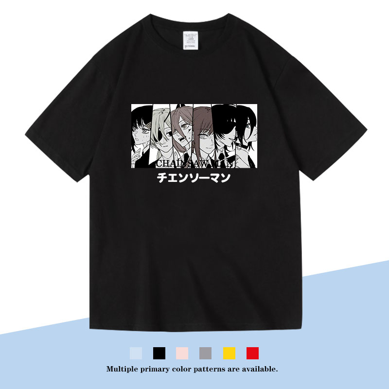 动漫电锯人电次啵奇塔周边纯棉短袖T恤男女夏季学生休闲宽松衣服