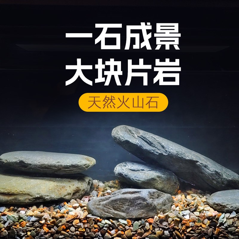鱼缸造景大块主石水族鱼宠虾龟晒台古法养鱼溪流石生态装饰石片岩