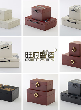 旺府智造新中式样板房间轻奢酒店家居装饰品摆件收纳立体花鸟套盒