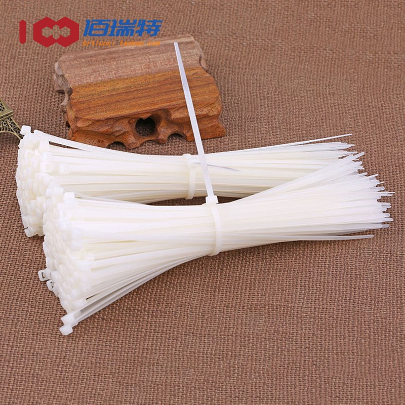 自锁式尼龙扎带4*200mm大号捆扎带塑料卡扣固定器扎线带绳白/黑色