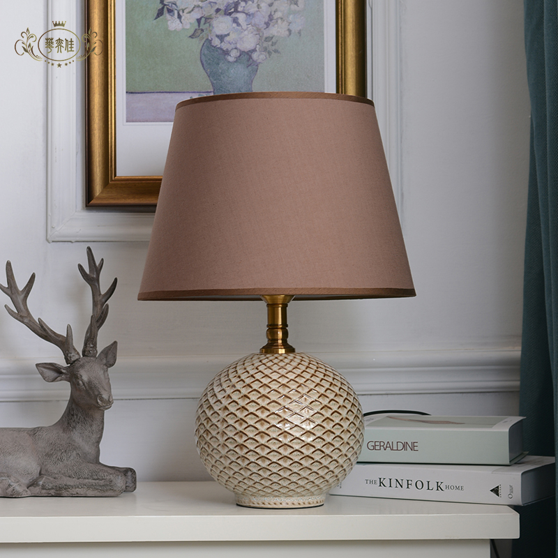 欧式古典奢华复古台灯美式卧室床头灯简约陶瓷布艺客厅装饰灯具
