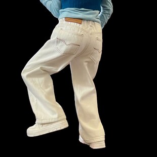 童装女童牛仔裤中大童2024春季上新白色休闲直筒裤宽松显瘦百搭潮
