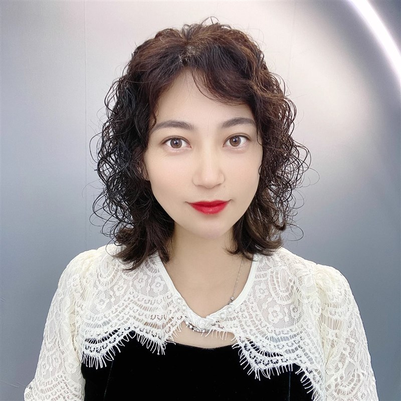 轻薄卷发头顶中年妈妈遮白假发片前额无痕法式洋气全真发卷发刘海