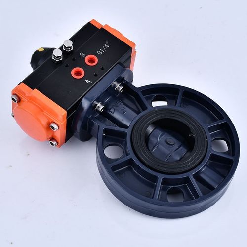 AT气动UPVC蝶阀D671X-106S气动塑料蝶阀耐酸碱气动蝶阀对夹蝶阀