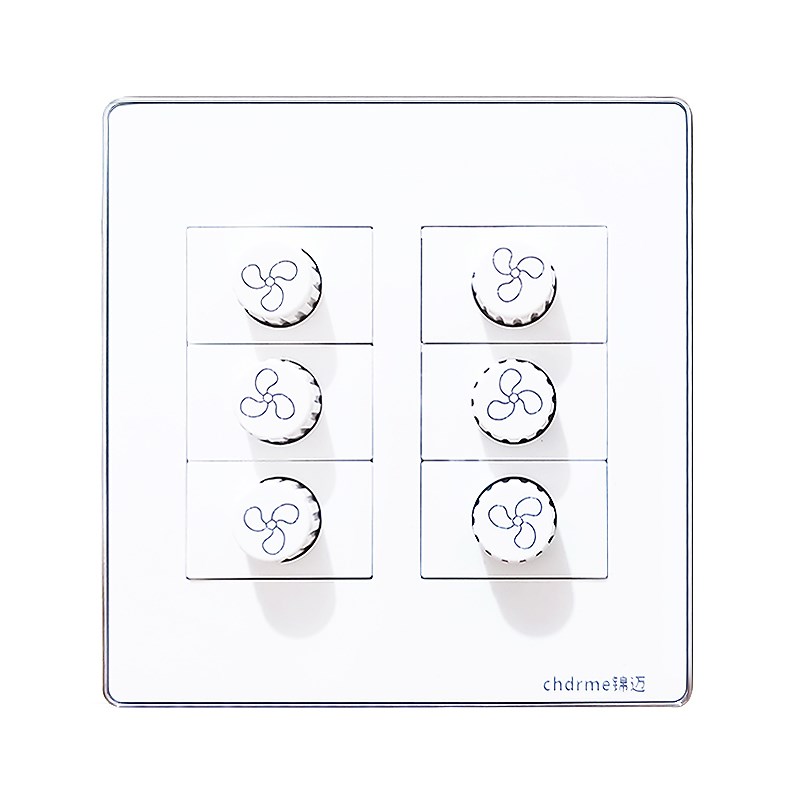 六位调速开关120大面板暗装风扇开关无极变速6联调速器220V调节器
