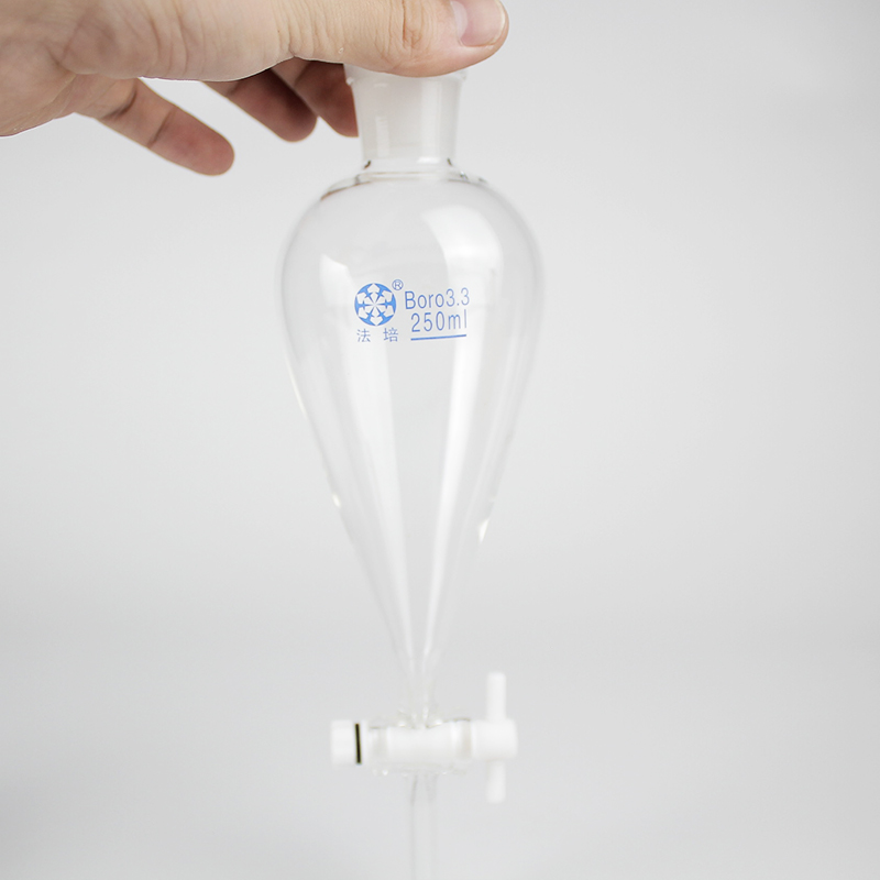 聚四氟梨形分液漏斗 球形分液漏斗 玻璃加厚具塞磨砂四氟活塞
