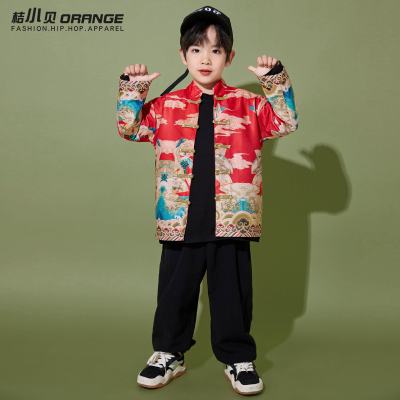 女童中国风汉服旗袍表演服幼儿园班服儿童小学生元旦喜庆演出服装