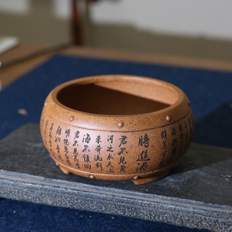 紫砂花盆鼓丁盆柴烧手工盆景盆桌面盆栽仿古典刻绘鼓盆觅陶乡,鲜花速递/花卉仿真/绿植园艺,花盆,淘宝优惠券,粉丝福利购,淘宝优惠卷