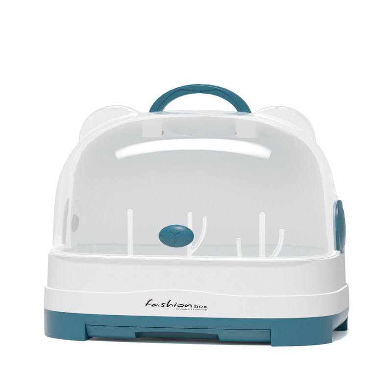 宝宝奶瓶沥干架餐具储存收纳盒小号晾干架子沥水架防尘带盖收纳箱