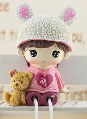 卡通呆萌吊脚娃娃创意情侣家居摆件玄关酒柜卧室装饰品生日礼物