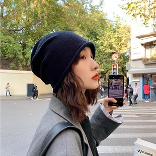 堆堆帽假发可拆卸针织帽子假发水波纹短发中长短卷发光头自然逼真