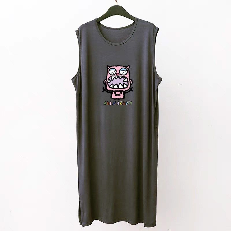 男式宽松大码200斤无袖睡袍夏季中长款卡通连衣睡裙一体式家居服,女士内衣/男士内衣/家居服,睡袍/浴袍,淘宝优惠券,粉丝福利购,淘宝优惠卷