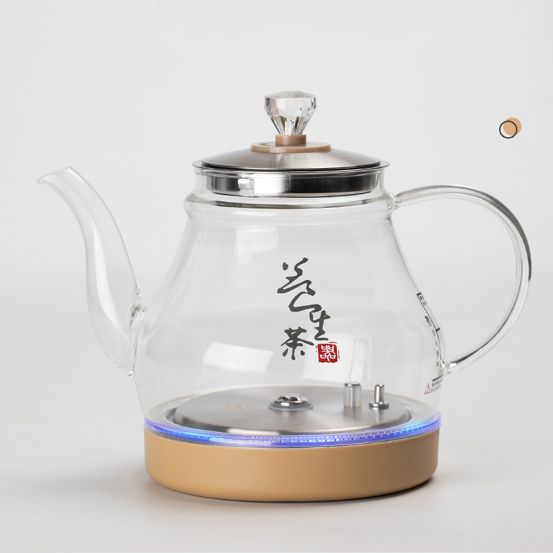 轩弈涌泉式底部上水烧水壶嵌入式茶桌电磁炉家用玻璃带蓝光泡茶壶