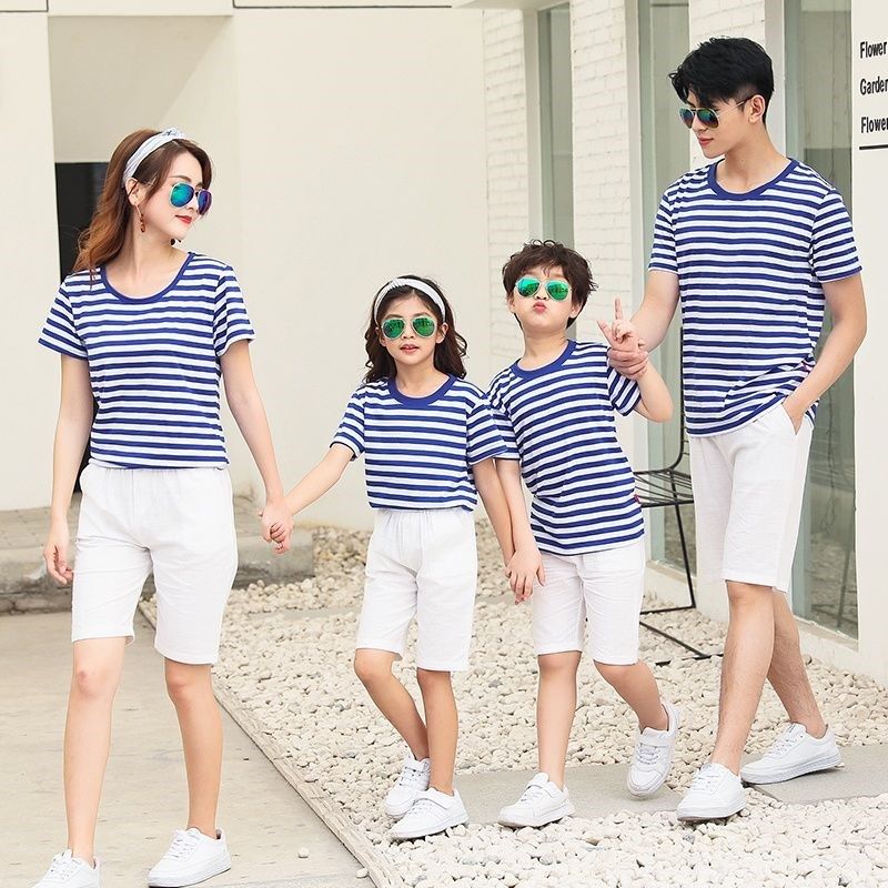 亲子装海魂衫短袖男纯棉t恤蓝白条纹女水手服演出服儿童幼儿园服T,童装/婴儿装/亲子装,亲子装/亲子时装,淘宝优惠券,粉丝福利购,淘宝优惠卷