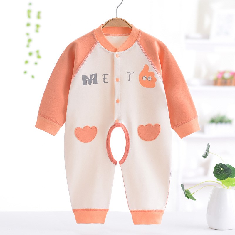 新生婴儿儿衣服春秋纯棉外出哈衣4个月宝宝外穿开档秋季连体衣5八