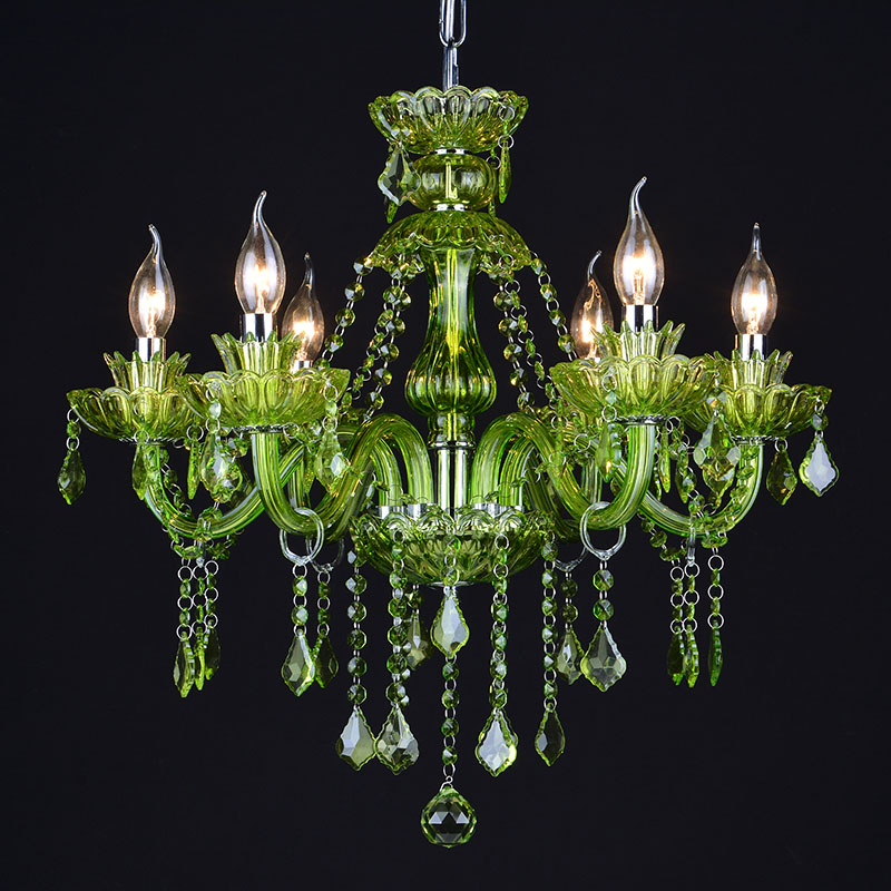 饭厅绿色水晶灯欧式客厅餐吧彩色吊灯ktv包间网咖服装店装饰灯具