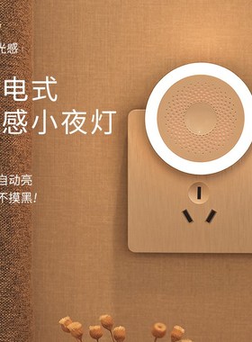 全自动光控感应小夜灯晚上黑暗自动亮灯微光卧室感光卫生间客厅用