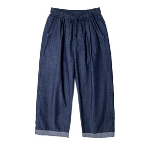 女大童牛仔阔腿裤夏季薄款休闲裤初中小学生高中生宽松8分直筒裤