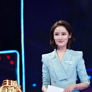 蓝色主持人西服套装女播音艺考正装小西装演讲比赛服装主播职业装