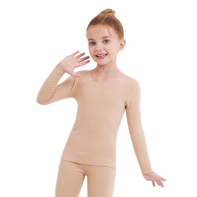 秋冬季女童低领加厚款修身打底衫肤色保暖大领口肉色儿童加绒大童