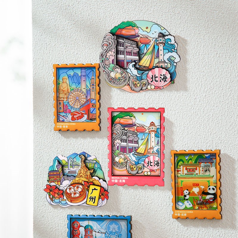 北海涠洲岛景点旅游打卡纪念品城市冰箱贴木质立体文创磁贴装饰