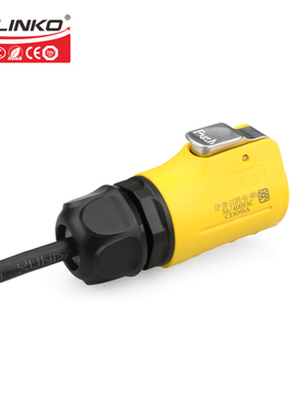 凌科LP-20黄色公头母座四孔装机箱面板2-12芯防水航空插头连接器