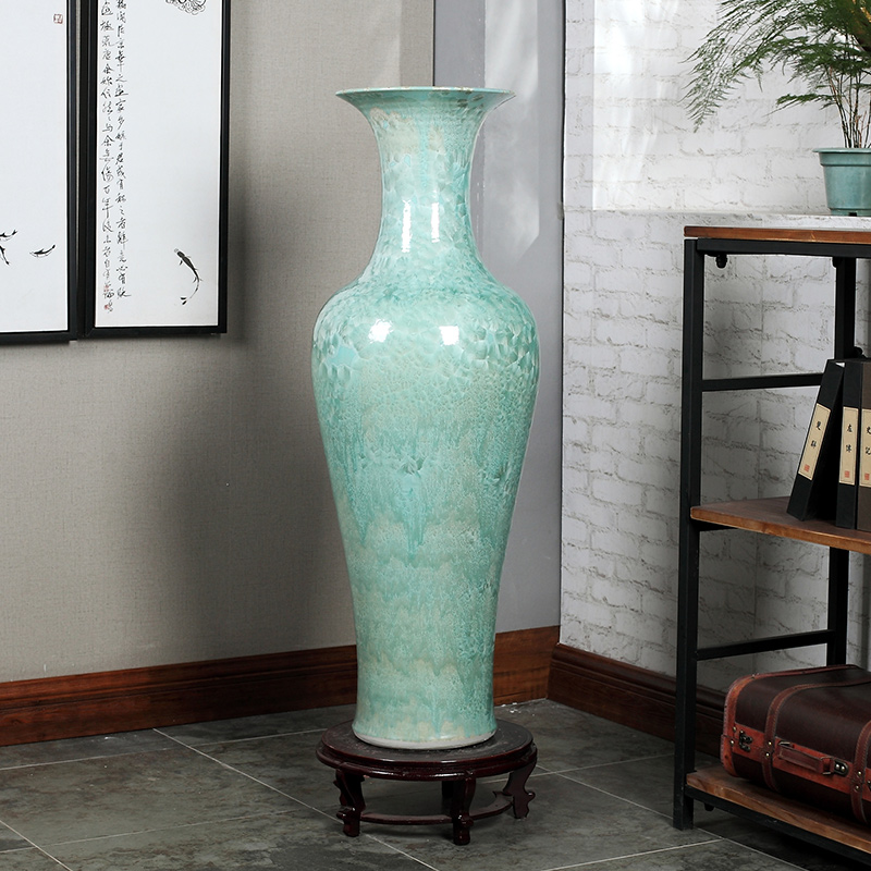 景德镇陶瓷落地大花瓶结晶釉客厅摆件酒店大厅欧式装饰品开业送礼