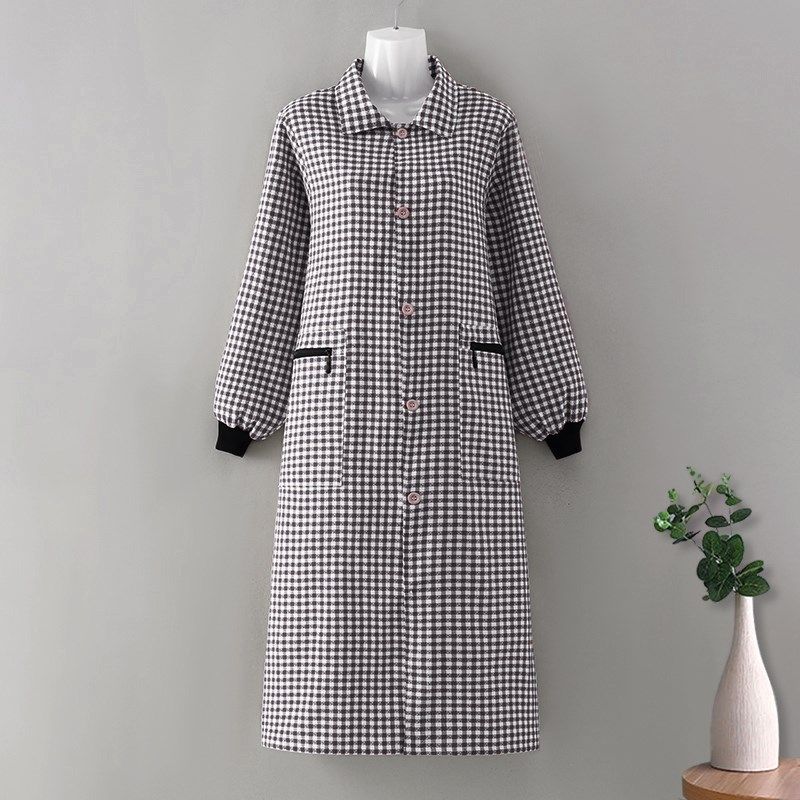 翻领加长款前扣罩衣女外穿女围裙厨房家用做饭上班耐脏长袖工作服,家庭/个人清洁工具,围裙,淘宝优惠券,粉丝福利购,淘宝优惠卷