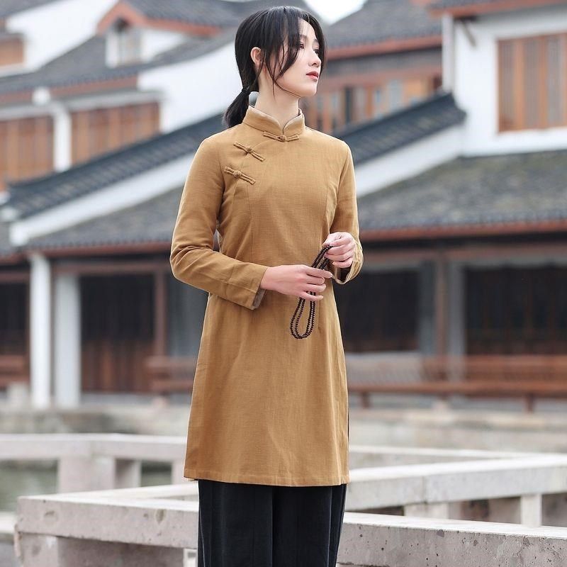 唐装上衣中式女装中国风茶服女禅意文艺春秋茶艺服装禅服外套