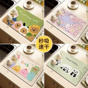 厨房台面沥水垫硅藻泥吸水垫餐具碗盘餐垫免洗防烫茶台吧台垫子