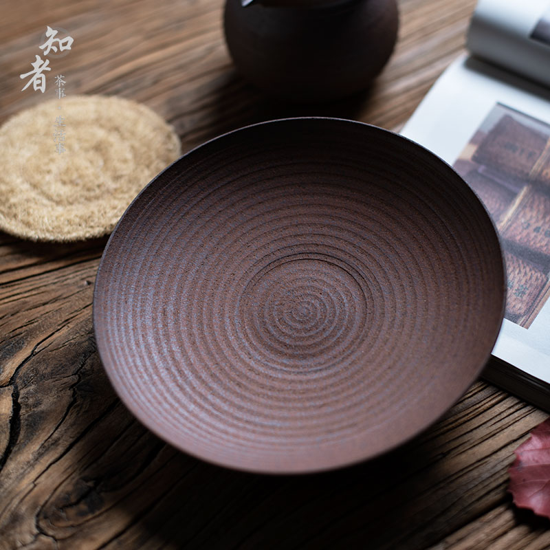 原朴粗陶壶承 复古干泡茶台圆盘茶具茶道茶壶底座托盘隔热养壶垫