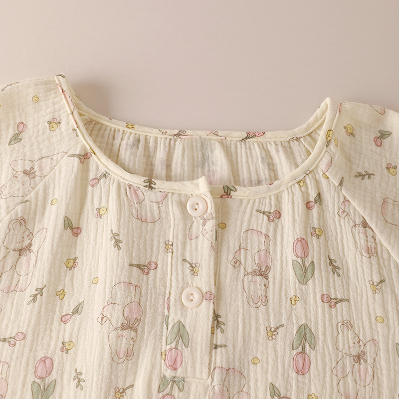 花花奶兔卡通小清新兔子睡衣女春秋长袖纯棉纱布可爱居家服套,女士内衣/男士内衣/家居服,睡衣/家居服套装,淘宝优惠券,粉丝福利购,淘宝优惠卷