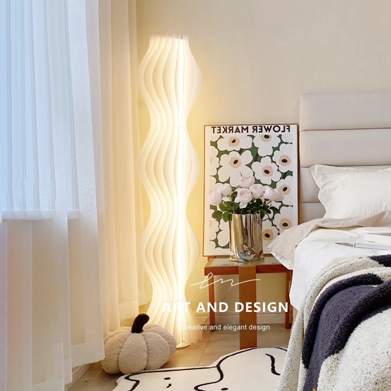 网红草裙落地灯客厅沙发装饰氛围灯高级奶油卧室落地立式床头台灯