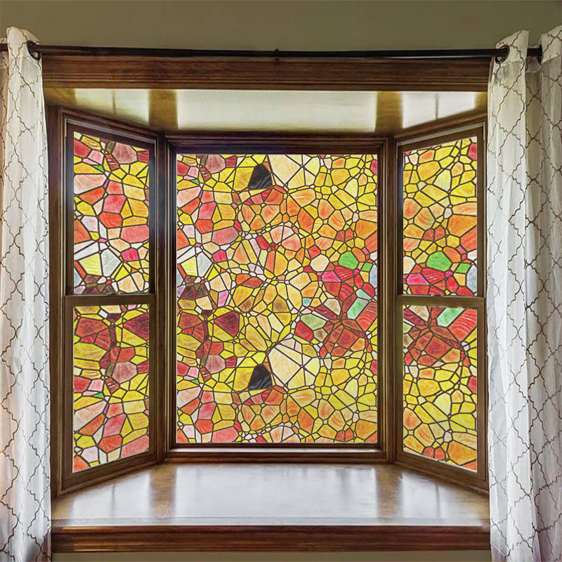 欧式彩色复古彩绘艺术静电磨砂玻璃贴膜衣整体橱柜门窗户窗花贴纸