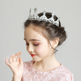 儿童头饰皇冠女童发饰粉金色发饰小女孩礼服配饰演出饰品银色新款