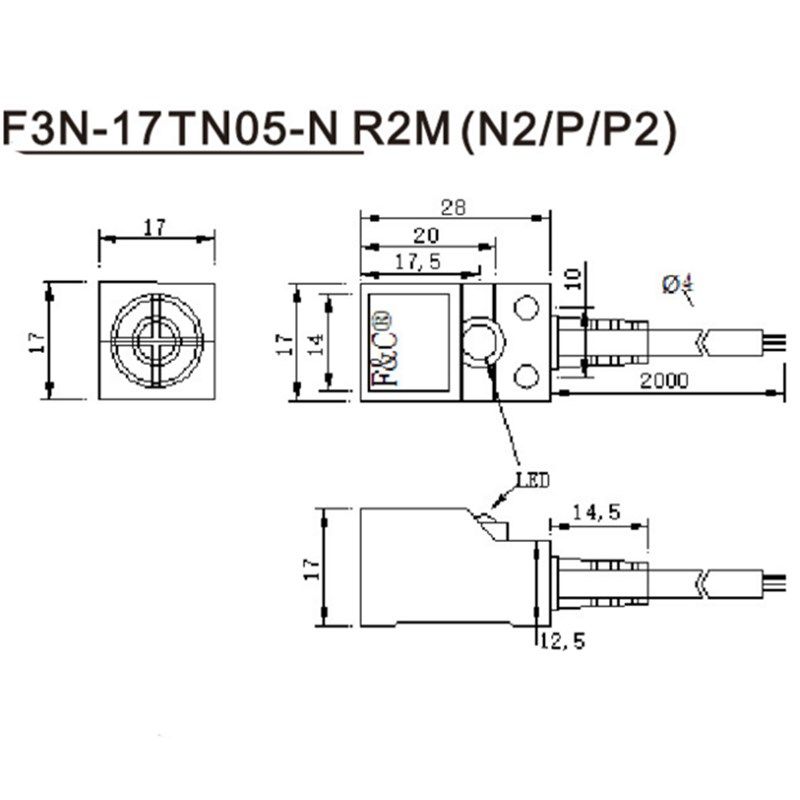 嘉准F&C接近开关F3N-17TN05-N/N2/P/P2 R2M三线NPN常开PNP常闭24V