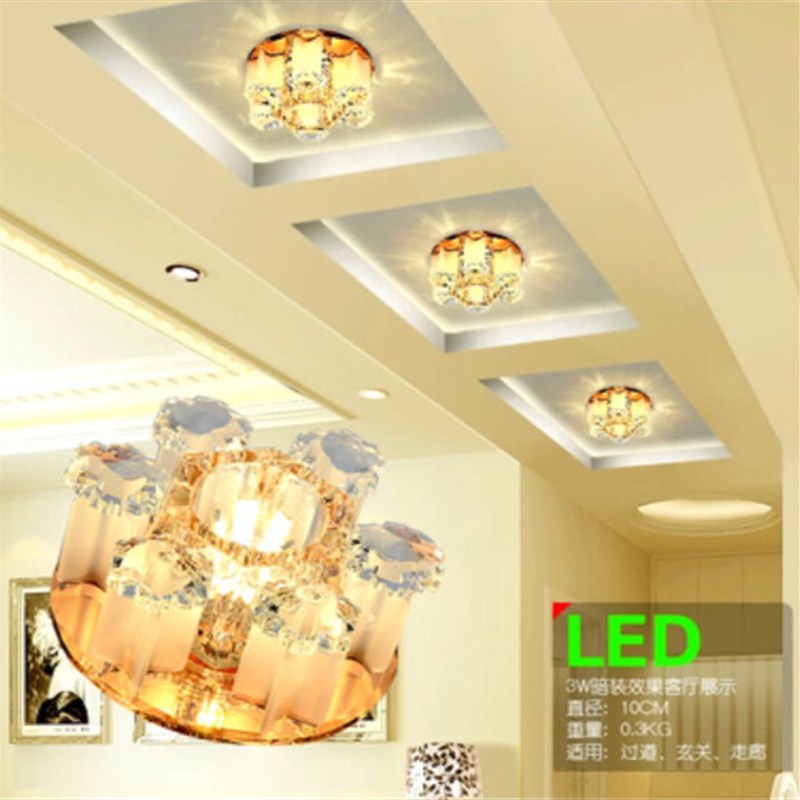 LED水晶过道灯 走廊灯玄关灯天花灯门厅灯吸顶灯创意射灯筒灯