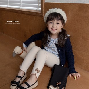 2023冬新小黑托昵加绒加厚打底裤百搭小脚裤小黑托尼女童打底裤子