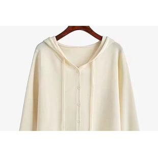 抽绳宽松外套时尚 胖mm连帽针织衫 2024春装 女装 遮肚藏肉上衣韩 大码