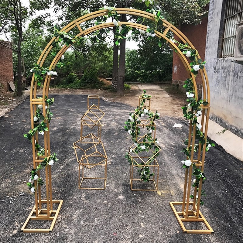 金色架子定制婚庆桁架定制拱门架子背景装饰樱花拱门圆形花门架子