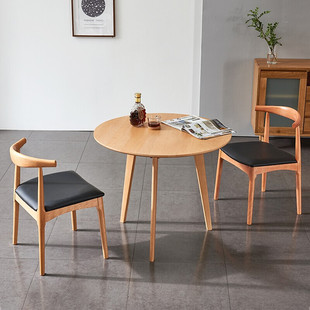 休闲阳台小圆桌简约会客洽谈桌实木茶几会议接待桌小户型圆形餐桌