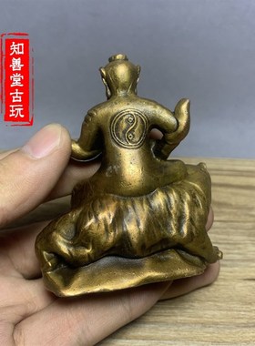 仿古古玩迷你袖珍小铜佛小摆件 八卦骑虎财神赵公明摆件 两种款式