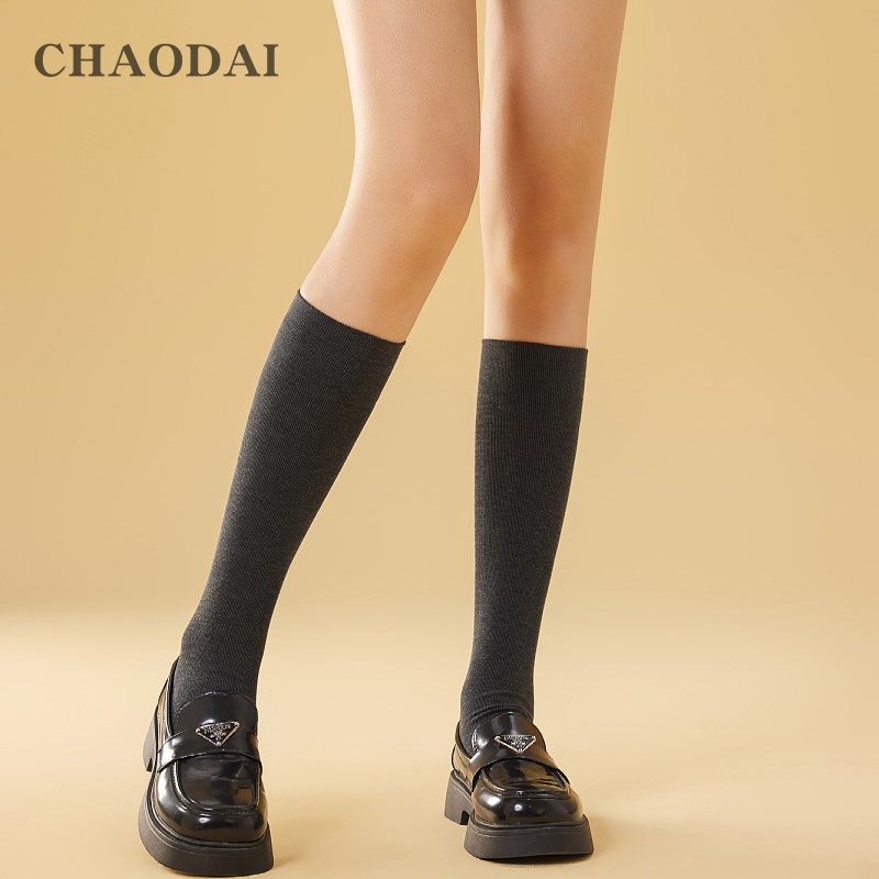 超代羊毛袜小腿袜女裤袜春秋款保暖厚袜子冬季JK大腿袜中筒长筒袜