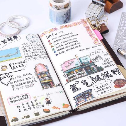 TN旅行手帐本子复古随身笔记本文具皮日记本活页创意记事手账本