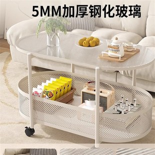 沙发边几可移动客厅小推车置物架带轮奶油风小茶几家用简易小桌子