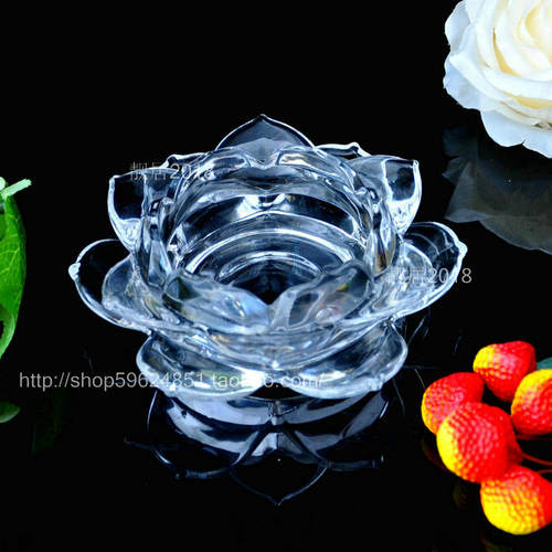 莲形水晶玻璃幻彩烟灰缸装饰结婚礼品烟缸时尚创意烛台