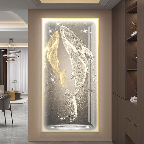 鲸鱼氛围灯玄幻端装饰画玄关入户正对门挂画走廊过道壁灯画