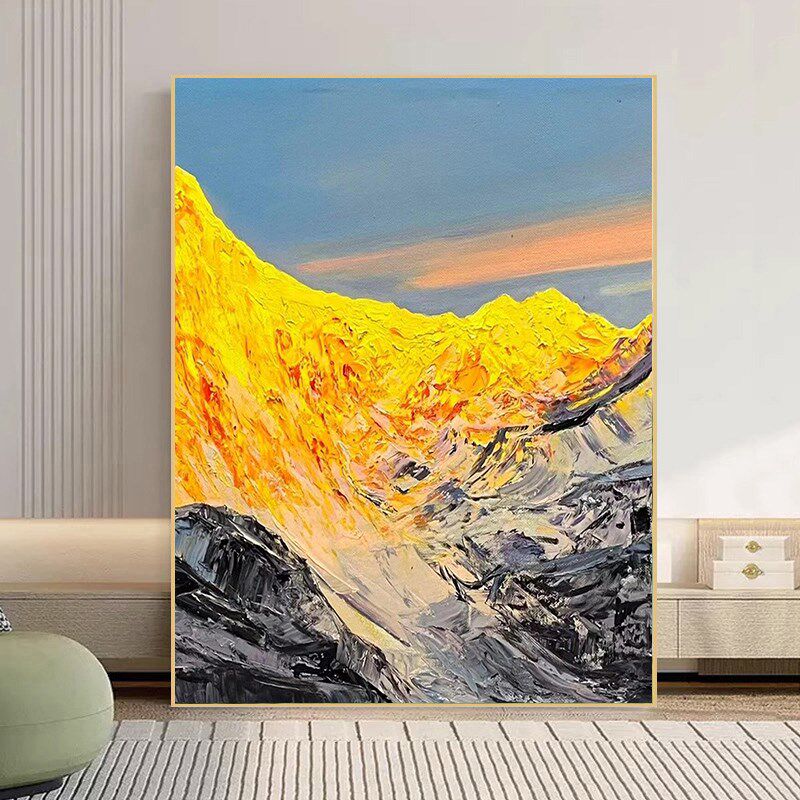 日照金山di数字油画填充填色丙烯画涂色客厅三联画手绘