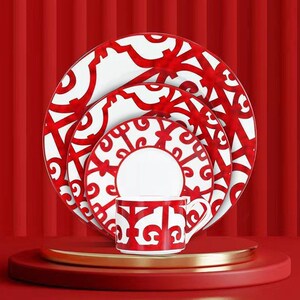 红色铁欧式家居西餐盘牛盘咖啡茶杯早餐碟甜点盘装热销